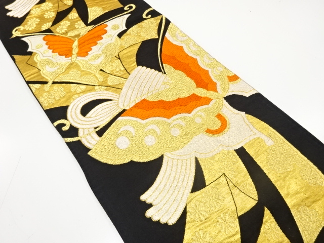 JAPANESE KIMONO / ANTIQUE FUKURO OBI / SILK / WOVEN NOSHI PATTERN